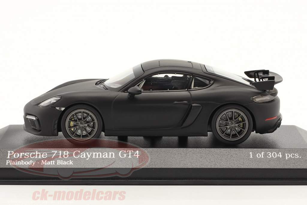 Porsche 718 Cayman GT4 Plain Body Edition 2020 måtte sort 1:43 Minichamps