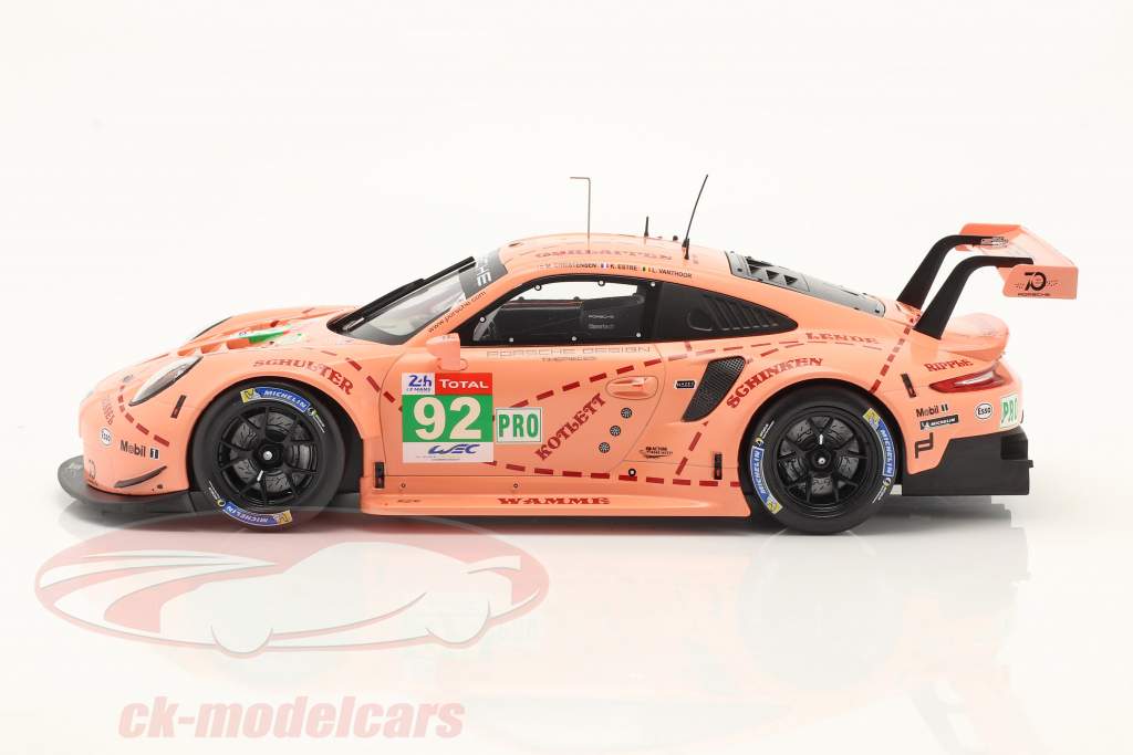 Porsche 911 (991) RSR #92 Classe Vencedora LMGTE 24h LeMans 2018 Pink Pig 1:18 Ixo