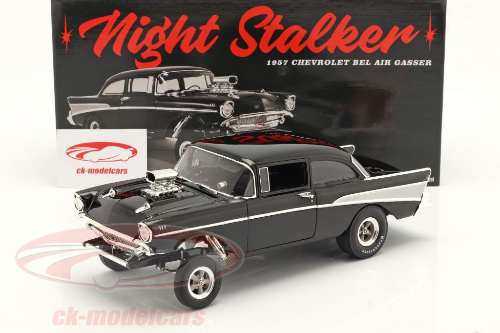 Chevrolet Bel Air Gasser Night Stalker 1957 negro 1:18 GMP