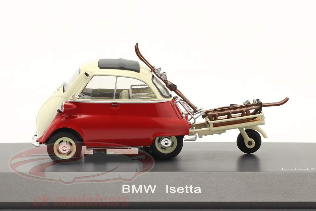 BMW Isetta avec Bande-annonce Sports d&#39;hiver rouge / blanche 1:43 Schuco