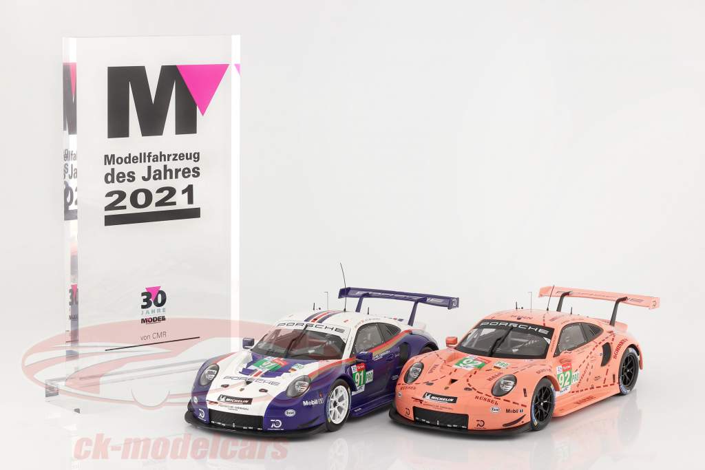 Porsche 911 (991) RSR #92 Classe Gagnant LMGTE 24h LeMans 2018 Pink Pig 1:18 Ixo