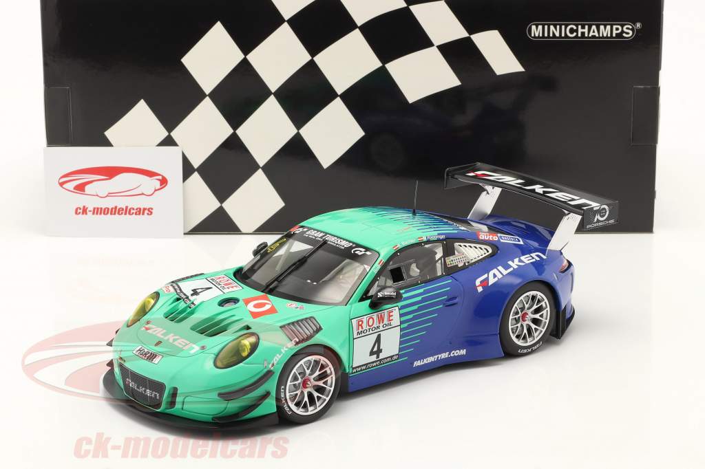 Porsche 911 GT3 R #4 vencedora VLN 6 Nürburgring 2018 1:18 Minichamps