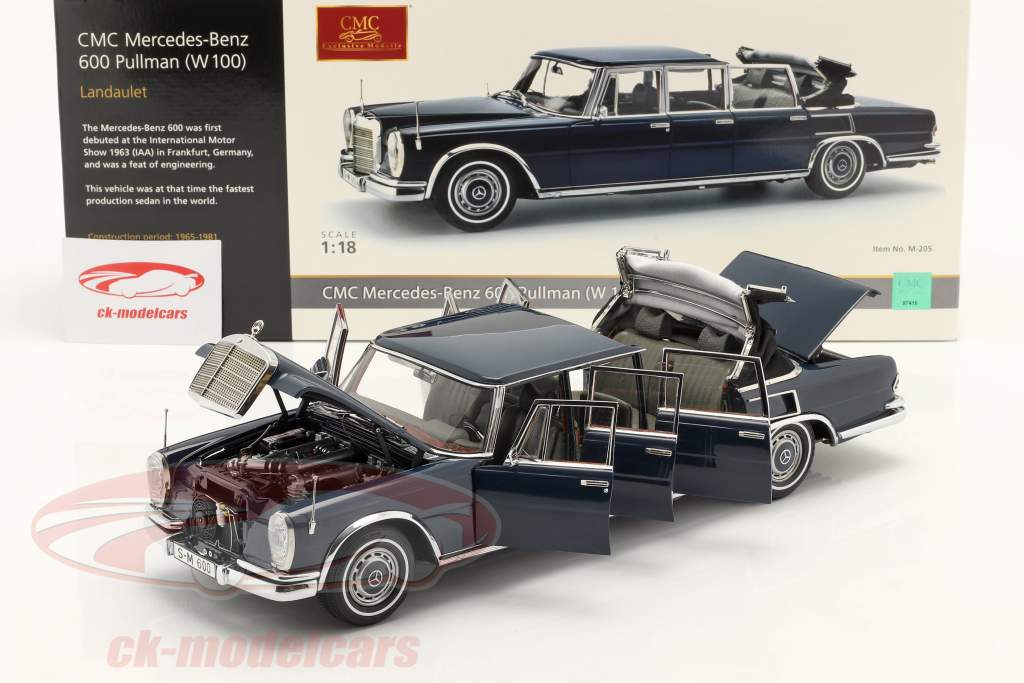 Mercedes-Benz 600 Pullman Landaulet (W100) Año de construcción 1965-81 azul 1:18 CMC