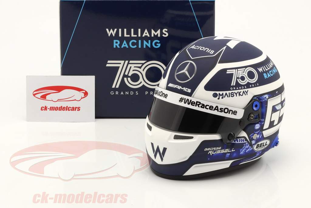 George Russell #30 Williams Racing 750º GP fórmula 1 2021 casco 1:2 Bell