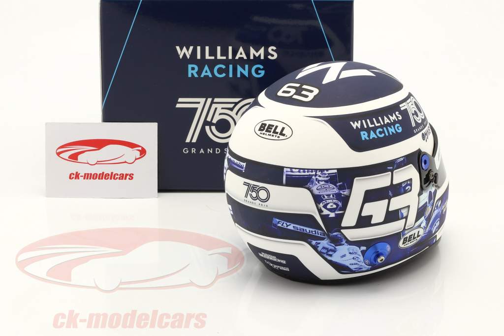 George Russell #30 Williams Racing 750 GP formel 1 2021 hjelm 1:2 Bell