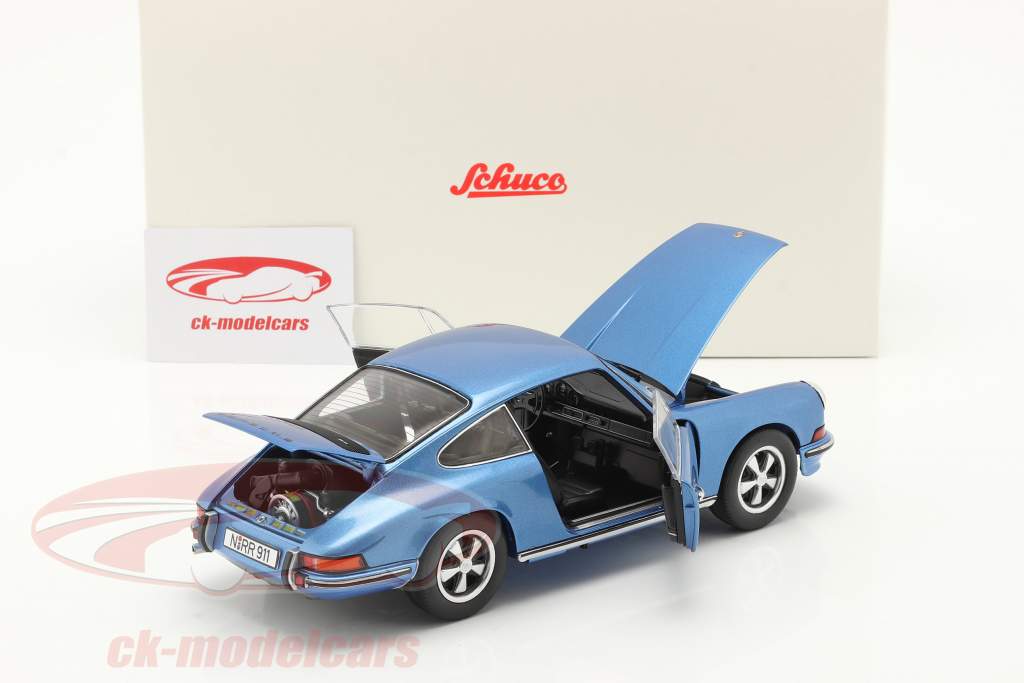 Schuco 1:18 Porsche 911 S Coupe year 1973 blue metallic 450039100  