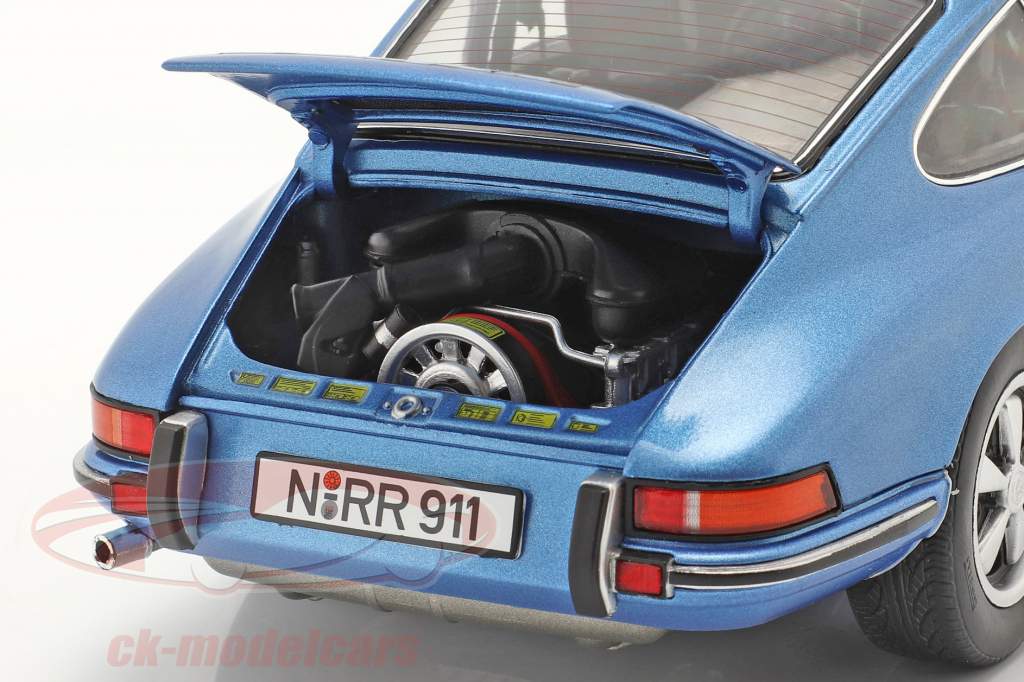 Porsche 911 S Coupe Byggeår 1973 blå metallisk 1:18 Schuco
