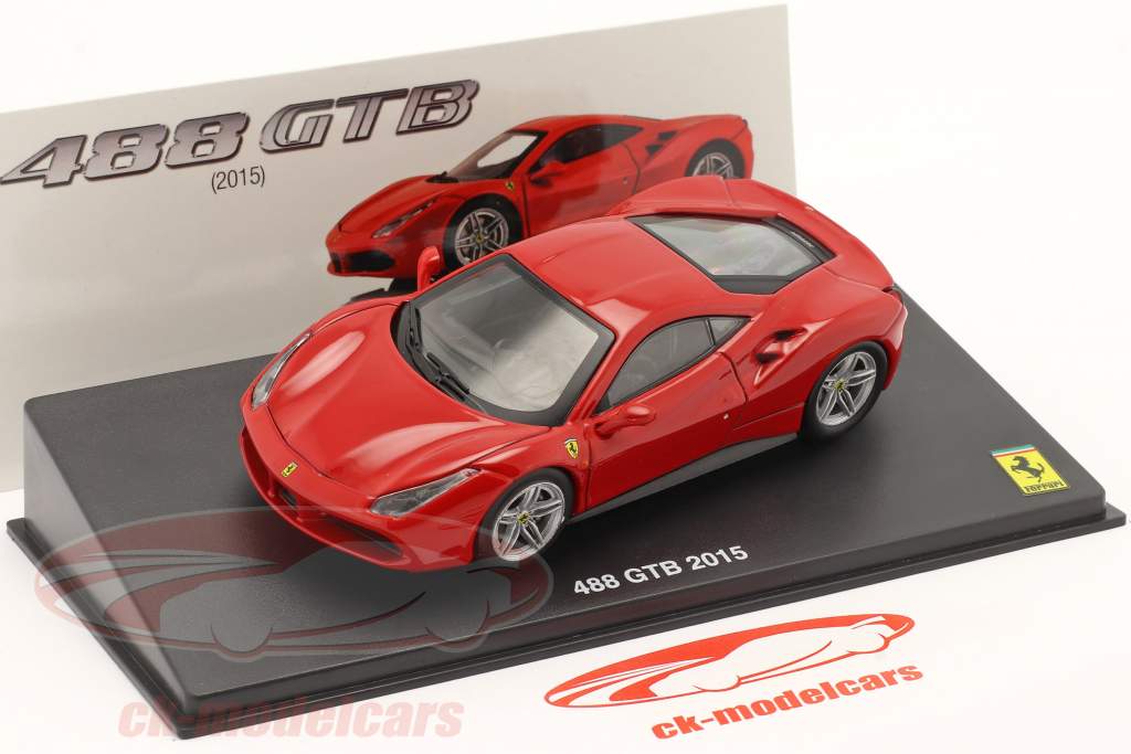 Ferrari 488 GTB Baujahr 2015 mit Vitrine rot 1:43 Altaya