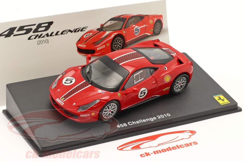 Ferrari 458 Challenge #5 year 2010 with showcase red 1:43 Altaya