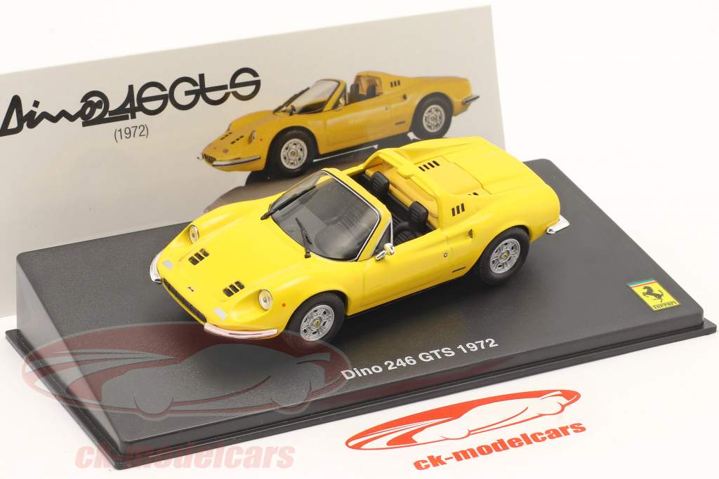 Ferrari Dino 246 GTS 建设年份 1972 和 展示柜 黄色 1:43 Altaya