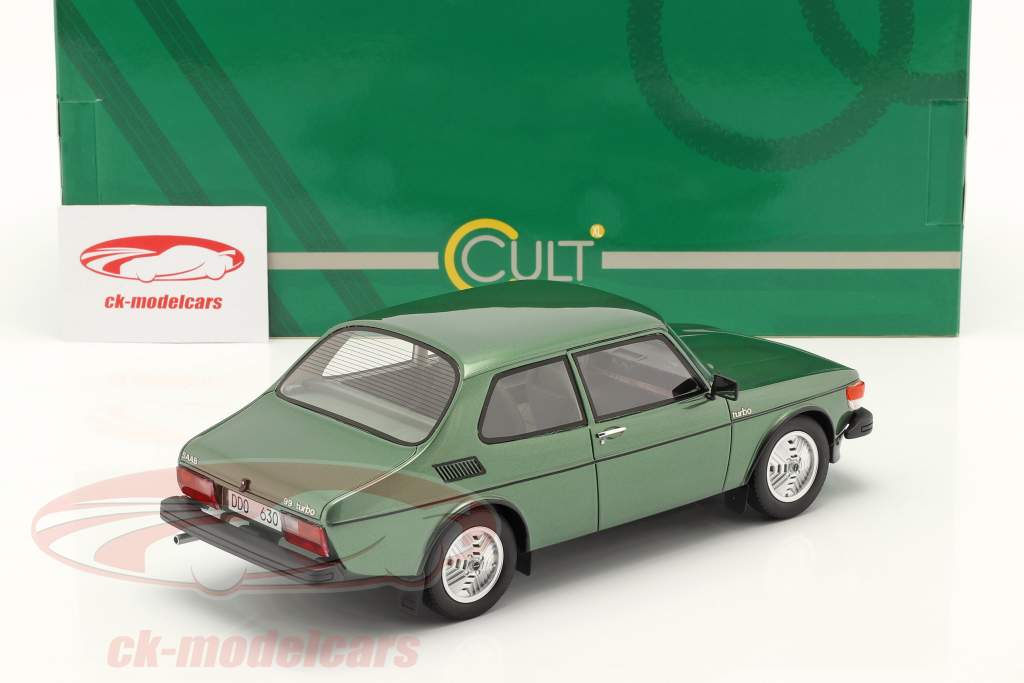 Saab 99 Turbo Año de construcción 1978 verde metálico 1:18 Cult Scale