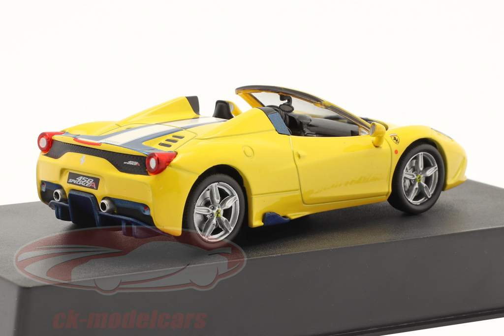 Ferrari 458 Speciale A year 2013 with showcase yellow 1:43 Altaya