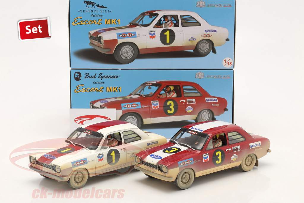 2-Car Set Ford Escort Rally 1968 Bud Spencer & Terence Hill 1:18 Laudoracing Models