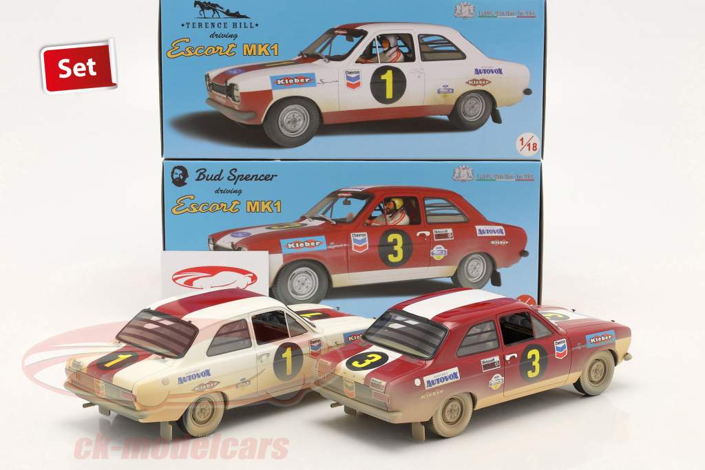 2-Car Set Ford Escort Rally 1968 Bud Spencer & Terence Hill 1:18 Laudoracing Models