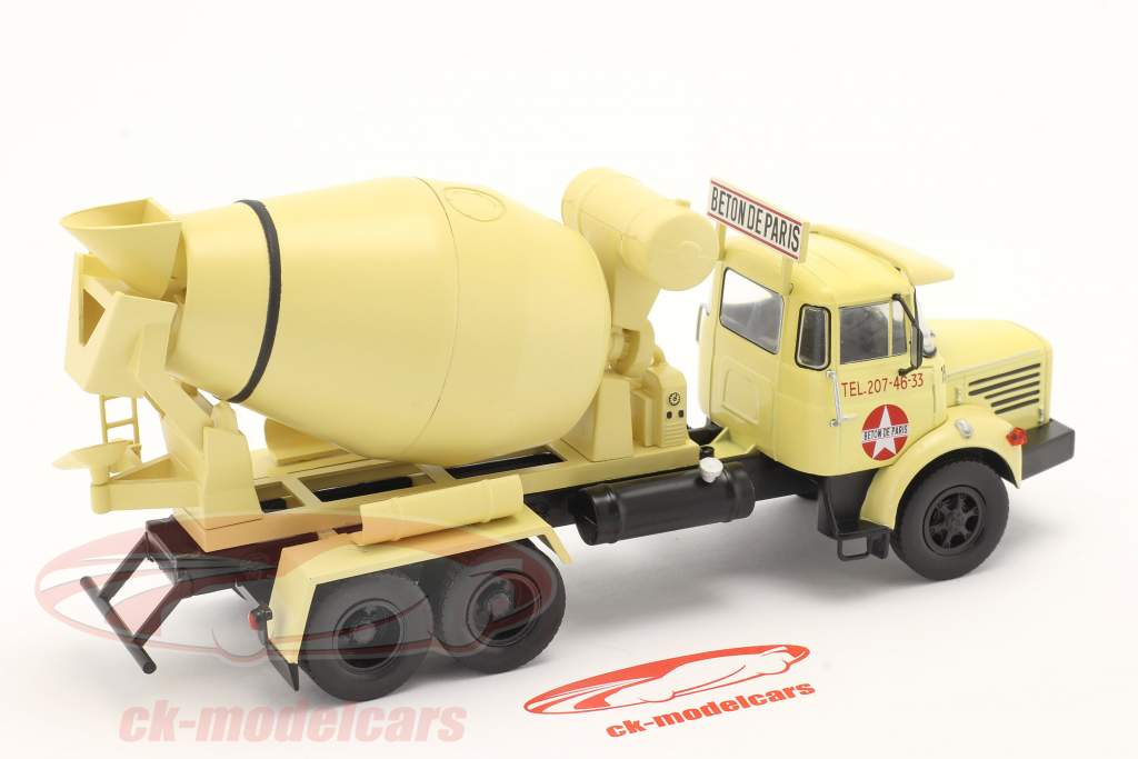 Berliet PMH 12 6x4 Cement mixer year 1969 cream yellow 1:43 Hachette