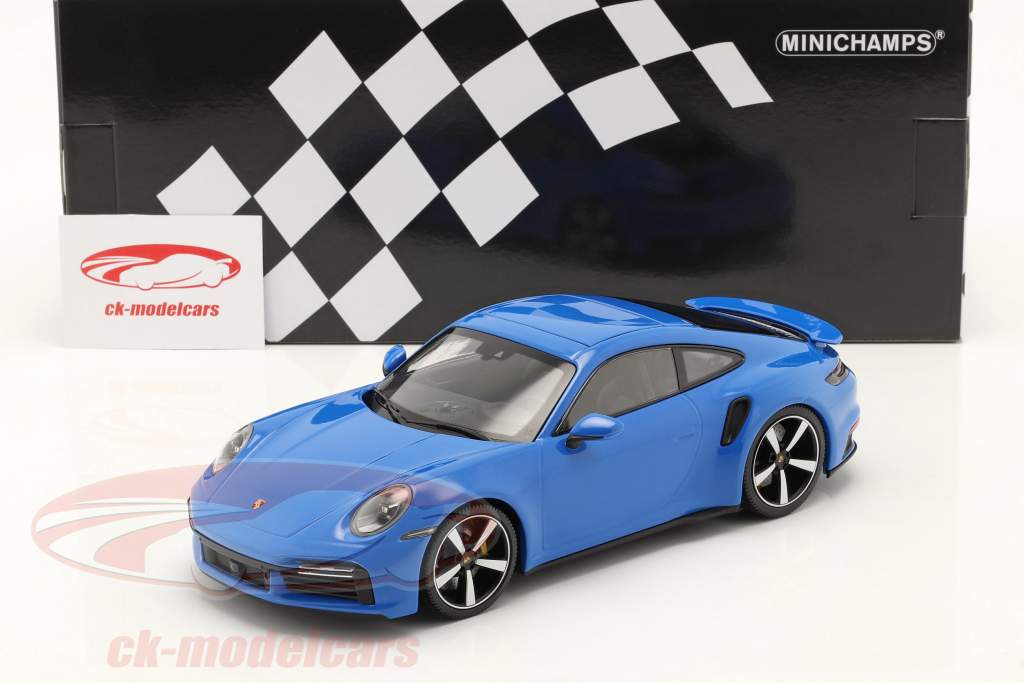 Porsche 911 (992) Turbo S Année de construction 2021 bleu 1:18 Minichamps