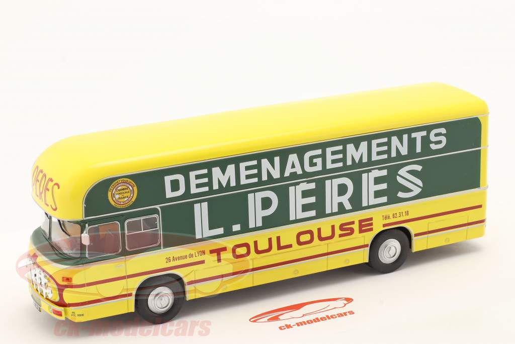 Berliet PLR 8 MU Bus L. Peres 建设年份 1965 黄色的 / 绿色 1:43 Hachette