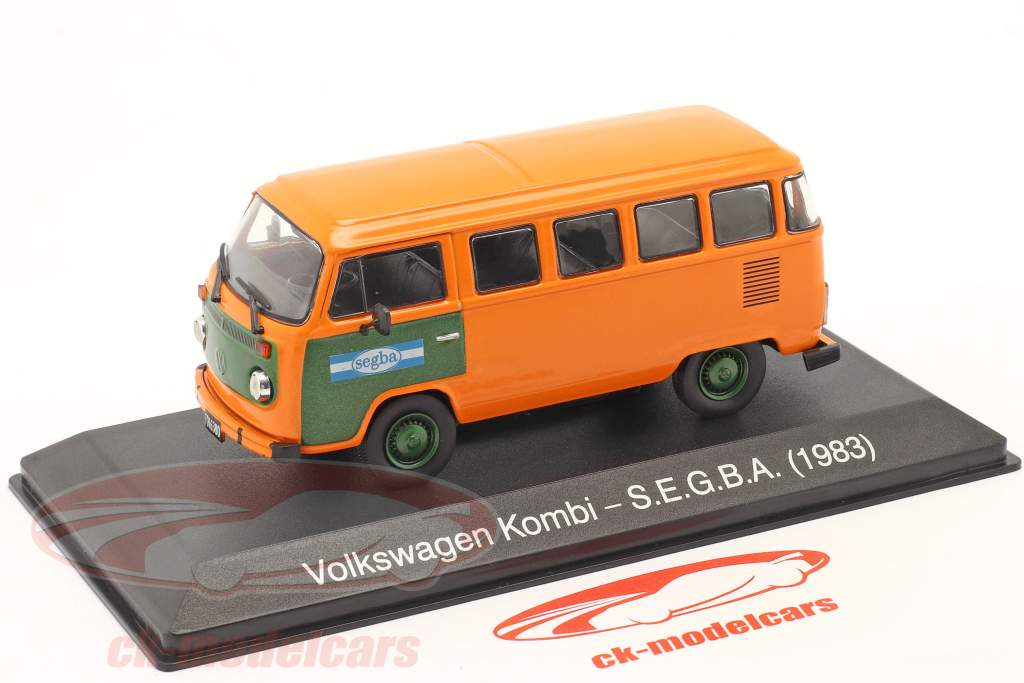 Volkswagen VW Kombi SEGBA Année de construction 1983 Orange / vert 1:43 Hachette