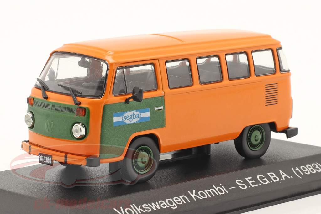 Volkswagen VW Kombi SEGBA Año de construcción 1983 naranja / verde 1:43 Hachette
