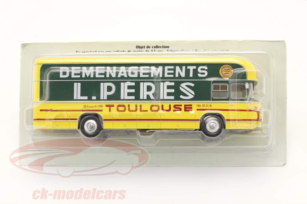 Berliet PLR 8 MU Bus L. Peres 建设年份 1965 黄色的 / 绿色 1:43 Hachette