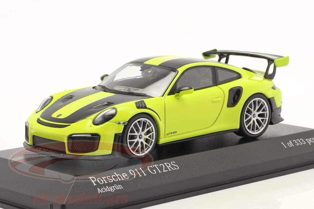 Porsche 911 (991 II) GT2 RS Weissach Package 2018 vert acide / argent jantes 1:43 Minichamps