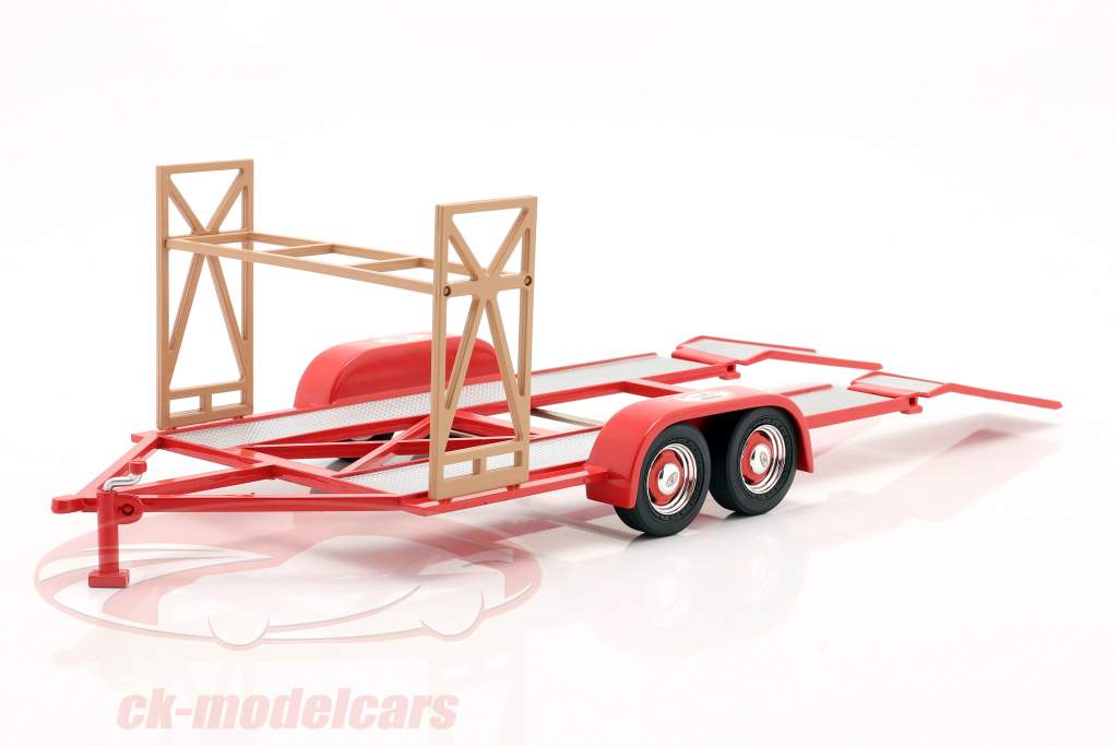 tandem Macchina trailer Busted Knuckle Garage rosso / d&#39;argento 1:18 GMP