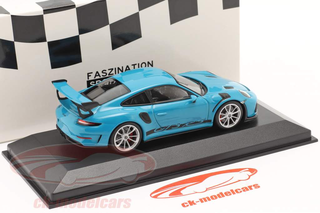 Porsche 911 (991 II) GT3 RS 2018 miami blå / sølv fælge 1:43 Minichamps