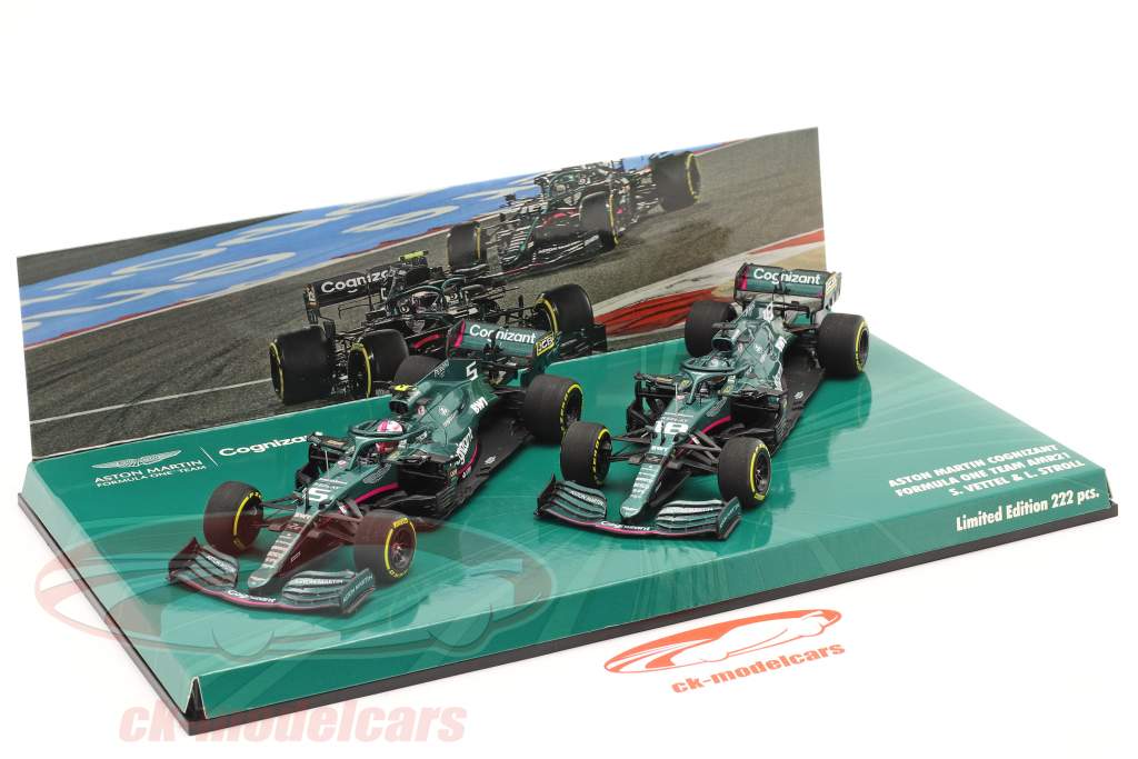 Vettel #5 & Stroll #18 2-Car Set Aston Martin AMR21 formel 1 2021 1:43 Minichamps