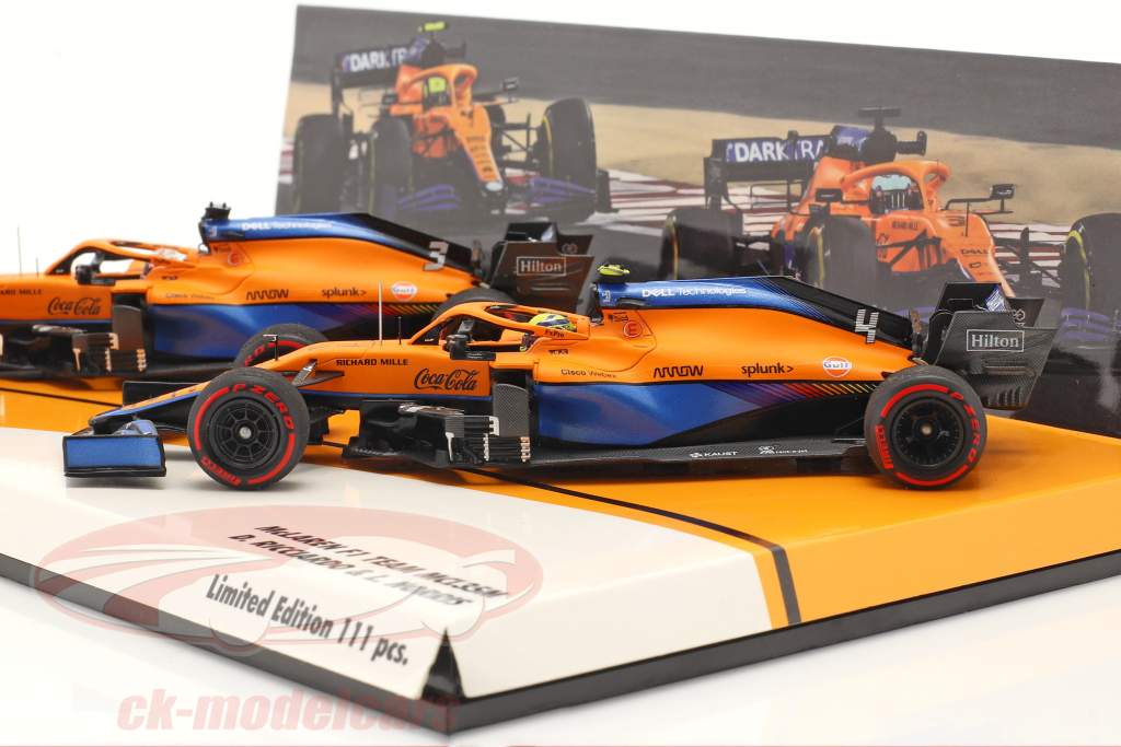 Norris #4 & Ricciardo #3 2-Car Set McLaren MCL35M formel 1 2021 1:43 Minichamps