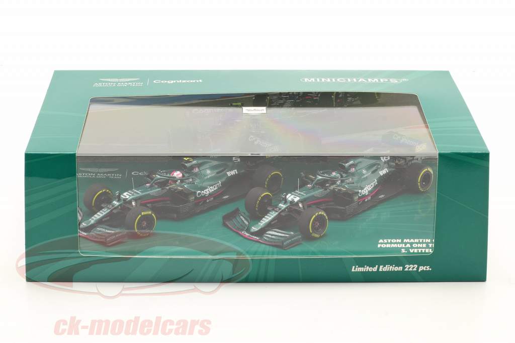 Vettel #5 & Stroll #18 2-Car Set Aston Martin AMR21 formule 1 2021 1:43 Minichamps