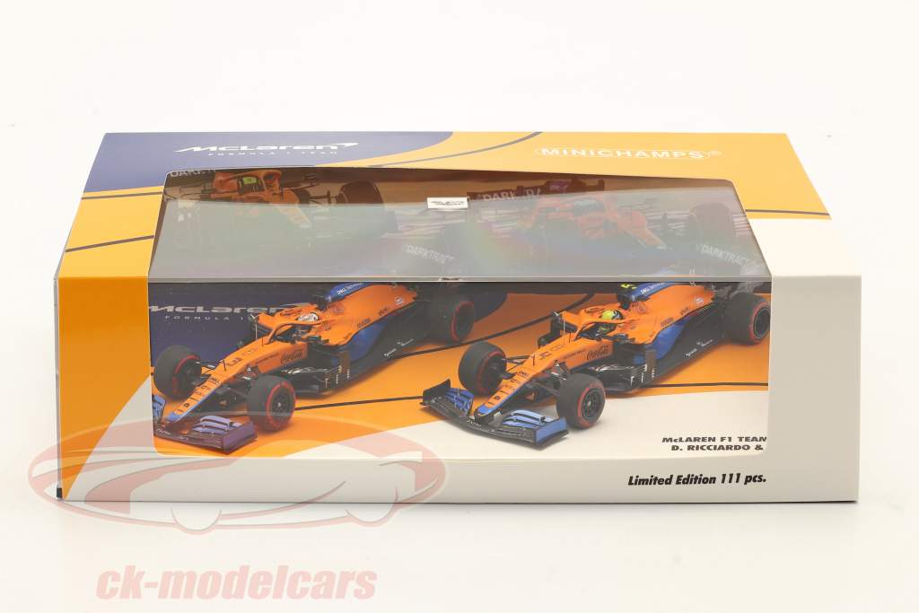 Norris #4 & Ricciardo #3 2-Car Set McLaren MCL35M fórmula 1 2021 1:43 Minichamps