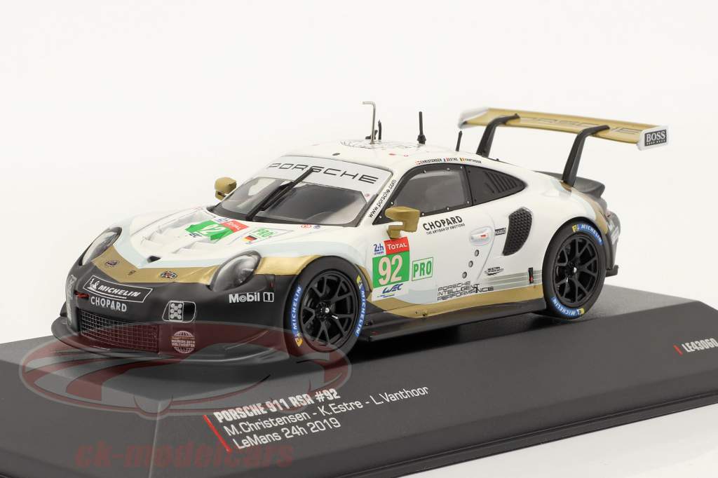 Porsche 911 RSR GTE #92 24h LeMans 2019 Christensen, Estre, Vanthoor 1:43 Ixo