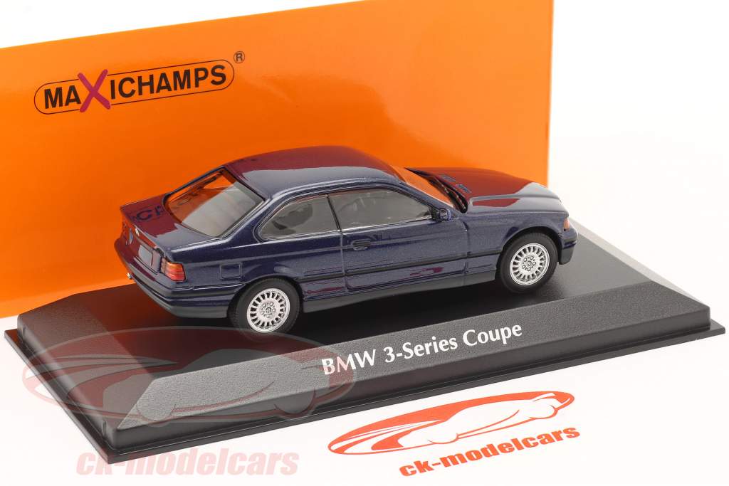 BMW 3 Series (E36) cupé Año de construcción 1992 azul oscuro metálico 1:43 Minichamps