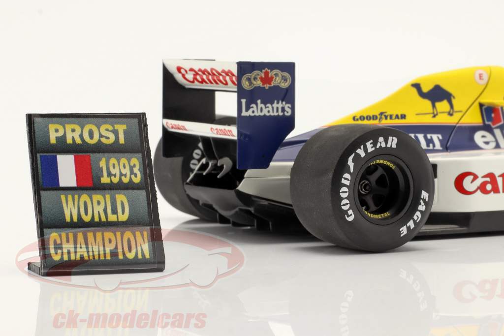 Alain Prost Fórmula 1 Campeão mundial 1993 Tabuleiro do poço 1:18 Cartrix