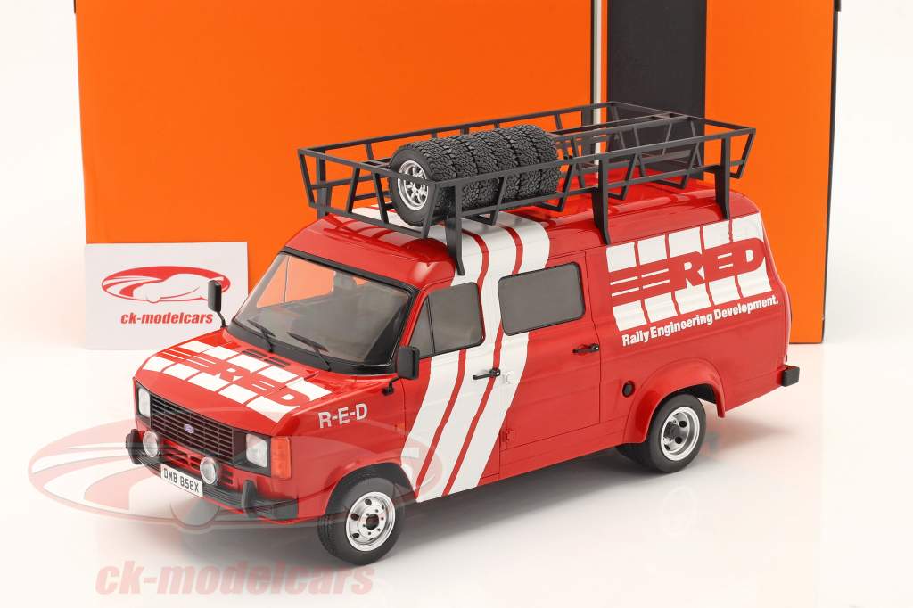 Ford Transit MK II R.E.D Rallye Assistance Año de construcción 1985 rojo / blanco 1:18 Ixo