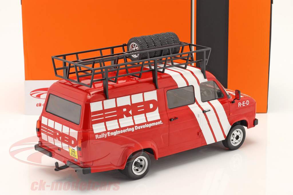 Ford Transit MK II R.E.D Rally Assistance year 1985 red / white 1:18 Ixo