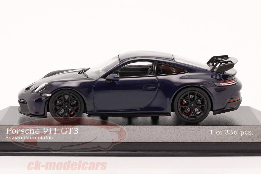 Porsche 911 (992) GT3 Ano de construção 2020 azul genciana metálico 1:43 Minichamps