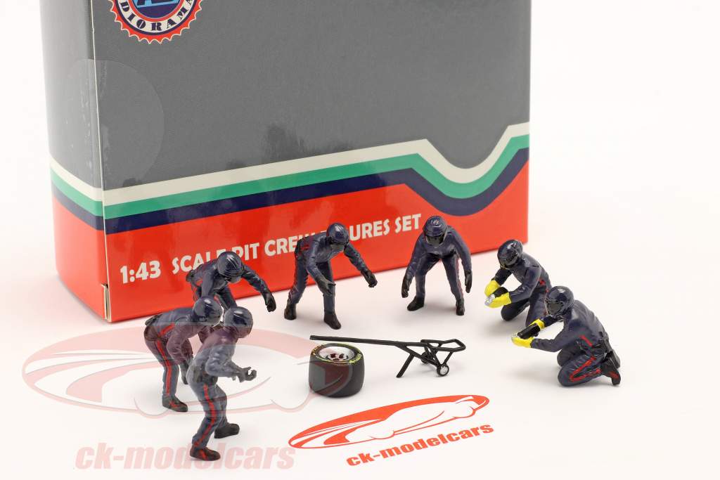 Formula One F1 Pit Crew 7 Figurine Set Team Blue Release II for 1/43 Scale  Models by American Diorama