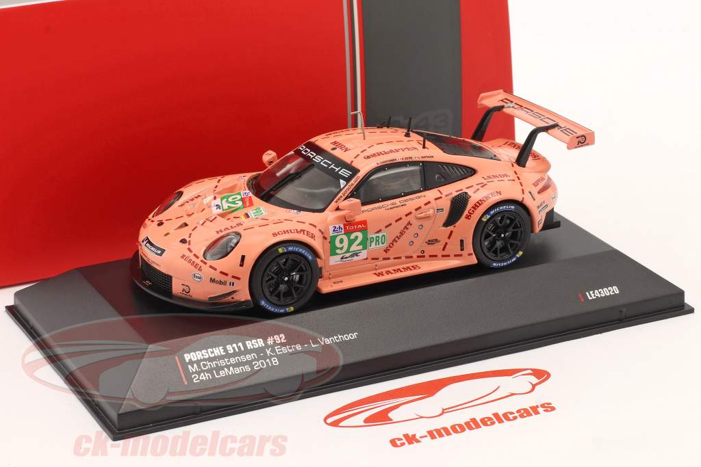 Porsche 911 RSR #92 ganador LMGTE-Pro clase Pink Pig 24h Le Mans 2018 1:43 ixó