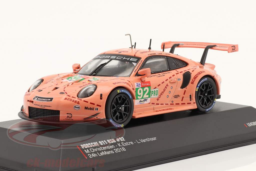 Porsche 911 RSR #92 vencedora LMGTE-Pro classe Pink Pig 24h Le Mans 2018 1:43 ixo