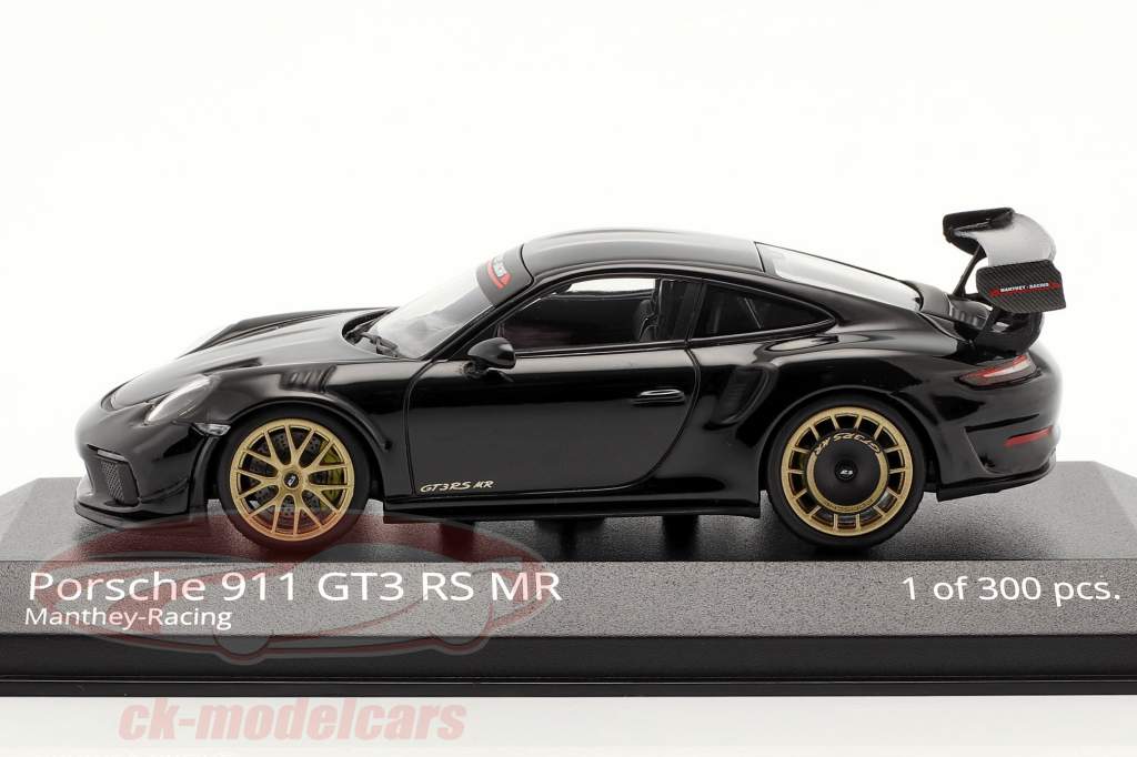 Porsche 911 (991 II) GT3 RS MR Manthey Racing zwart / gouden velgen 1:43 Minichamps