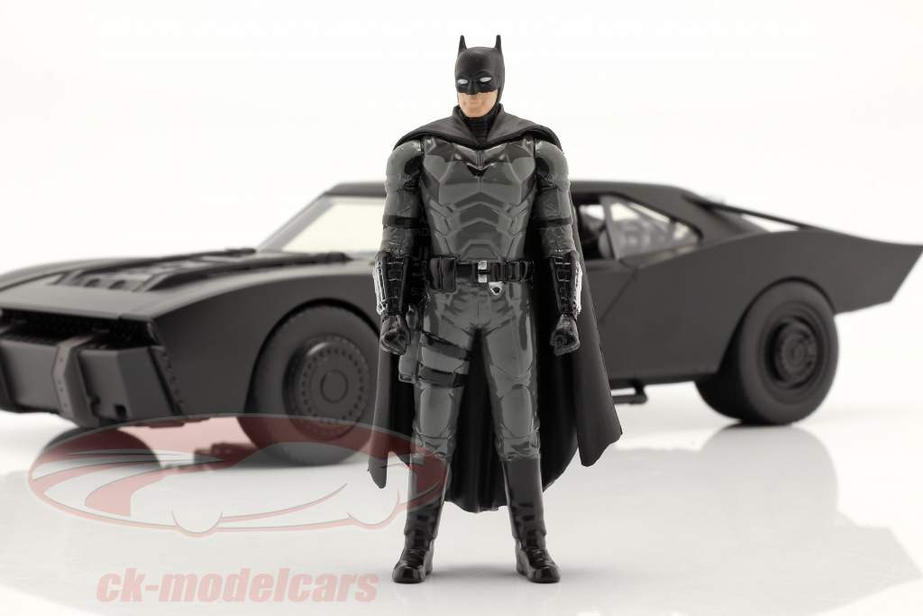 Batmobile Com Batman figura Filme The Batman 2022 Preto 1:18 Jada Toys