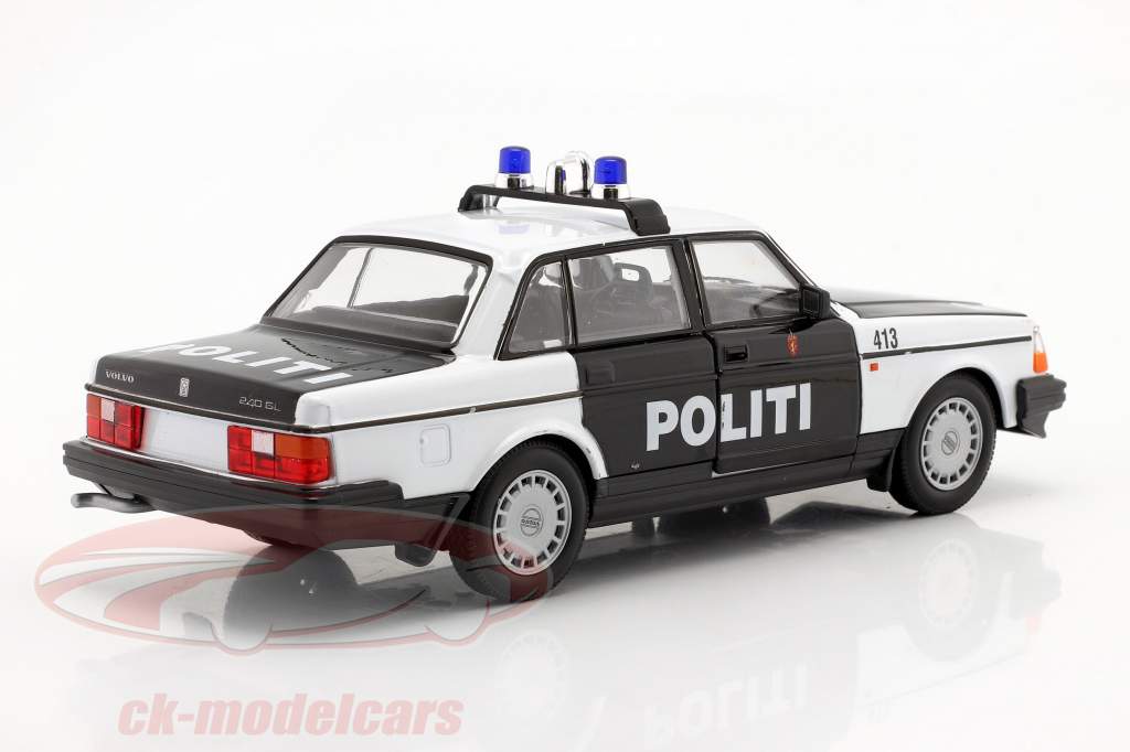 Volvo 240 GL Polizei Norwegen Baujahr 1986 schwarz / weiß 1:24 Welly