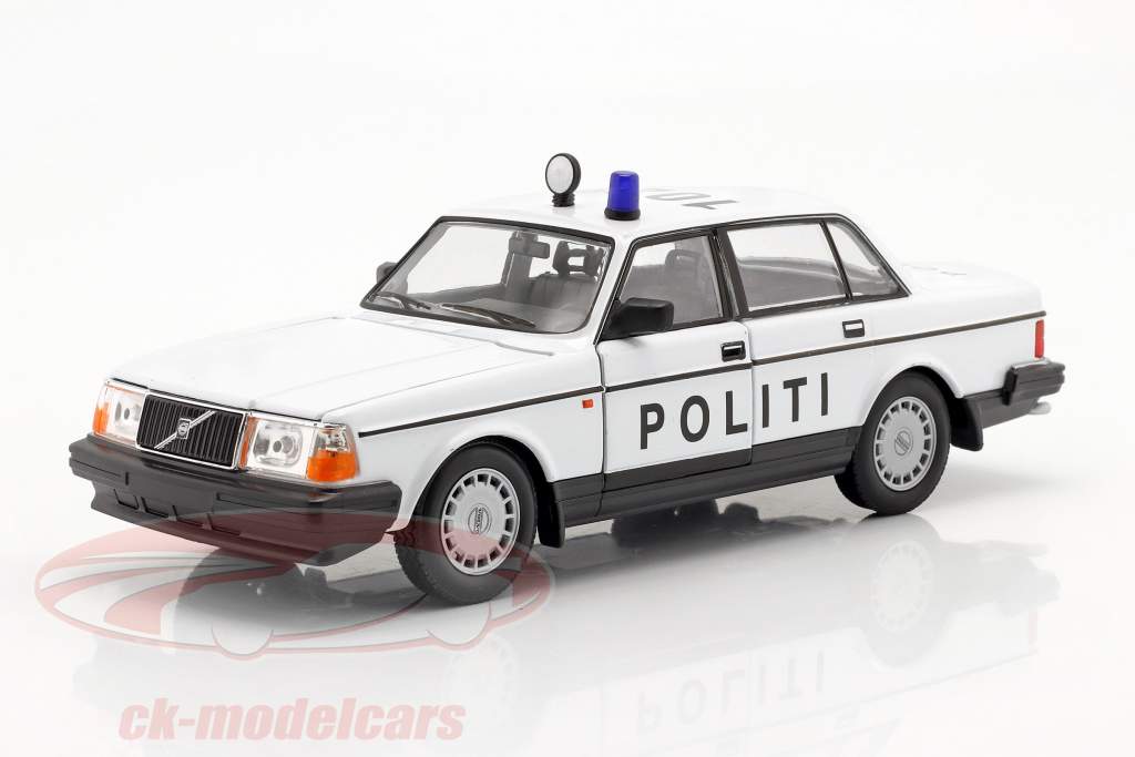 Volvo 240 GL 警察 丹麦 建设年份 1986 白色的 1:24 Welly