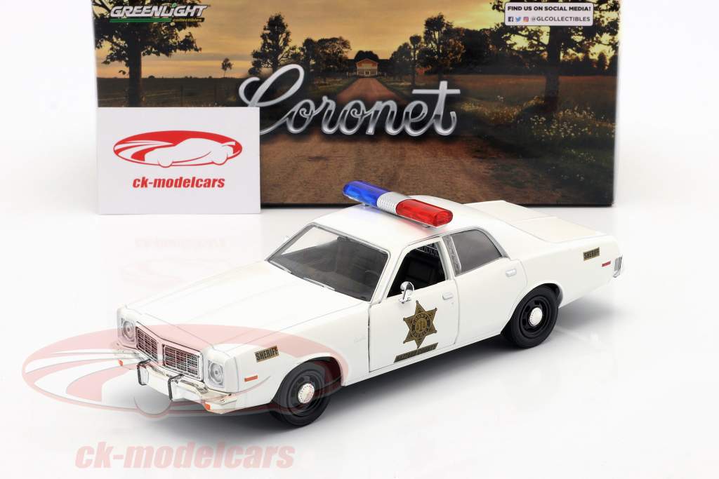 Dodge Coronet Hazzard County Sheriff Année de construction 1975 blanche 1:24 Greenlight