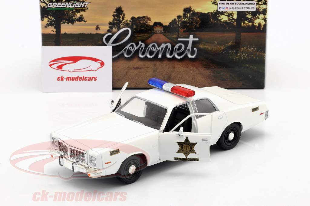 Dodge Coronet Hazzard County Sheriff Année de construction 1975 blanche 1:24 Greenlight