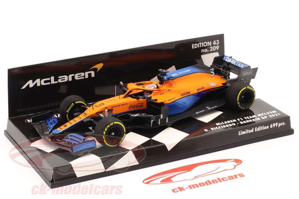 Daniel Ricciardo McLaren MCL35M #3 7th Bahrain GP formula 1 2021 1:43 Minichamps
