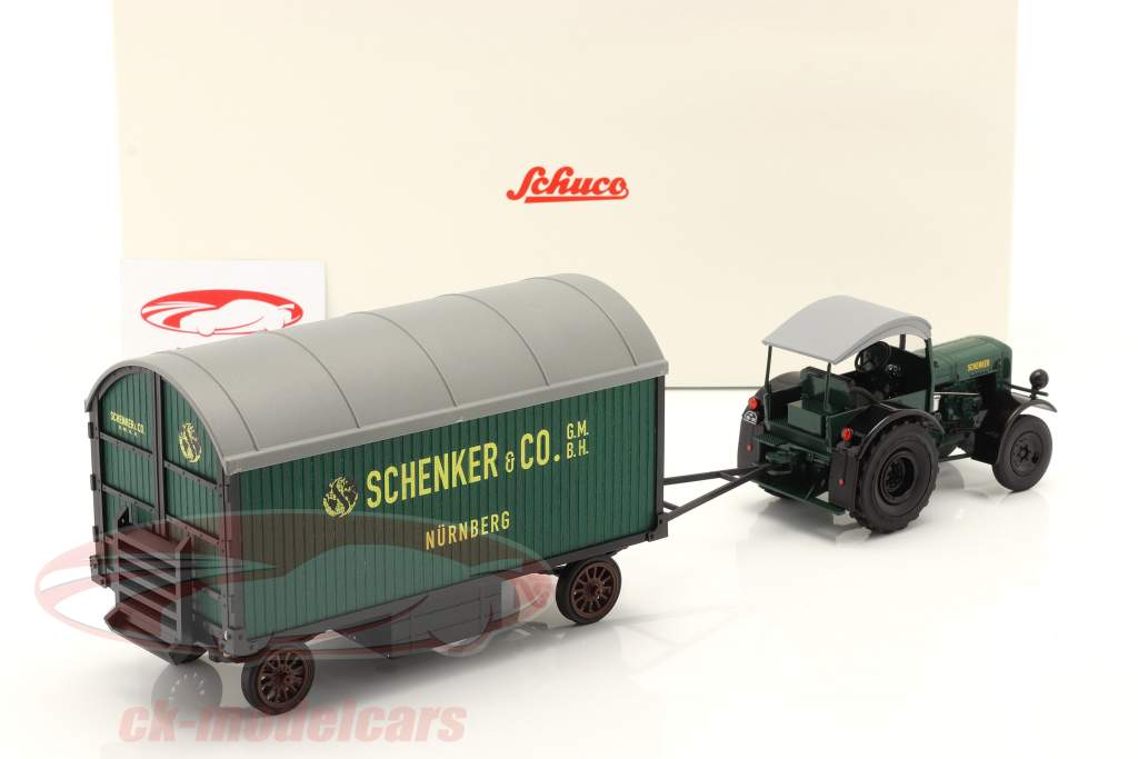 Deutz F3 tractor con remolque Schenker verde 1:32 Schuco