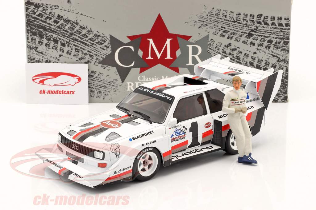 Set Walter Röhrl: Audi quattro S1 #1 gagnant Pikes Peak 1987 avec chiffre 1:18 CMR