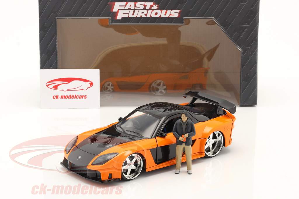 Han's Mazda RX-7 1995 Fast & Furious Tokyo Drift (2006) com figura 1:24 Jada Toys